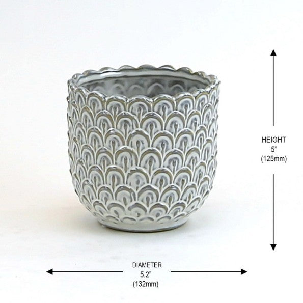 Cream Ceramic Bowl With Scale Pattern