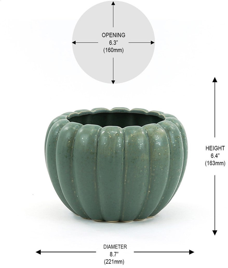 Weathered Hunter Green Pumpkin Pot