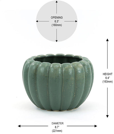 Weathered Hunter Green Pumpkin Pot