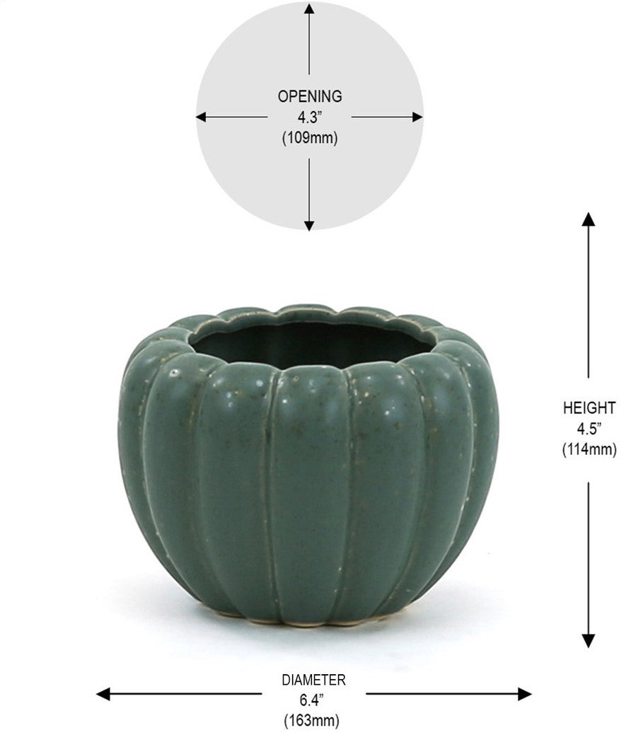 Weathered Hunter Green Pumpkin Pot