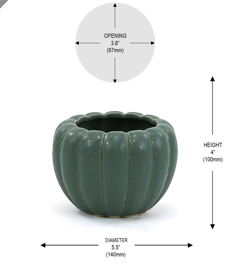 Weathered Hunter Green Pumpkin Pot