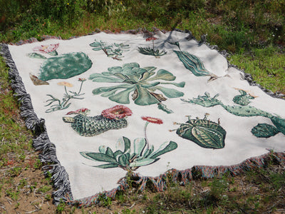 Cacti and Succulent Woven Blanket
